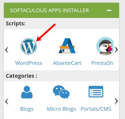 Installation de WordPress lors de la création d